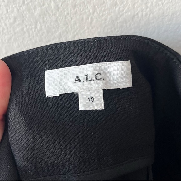 A.L.C. Black Davon High-Rise Linen-Blend Pant Size 10 Pleated Front Tapered - Picture 10 of 12
